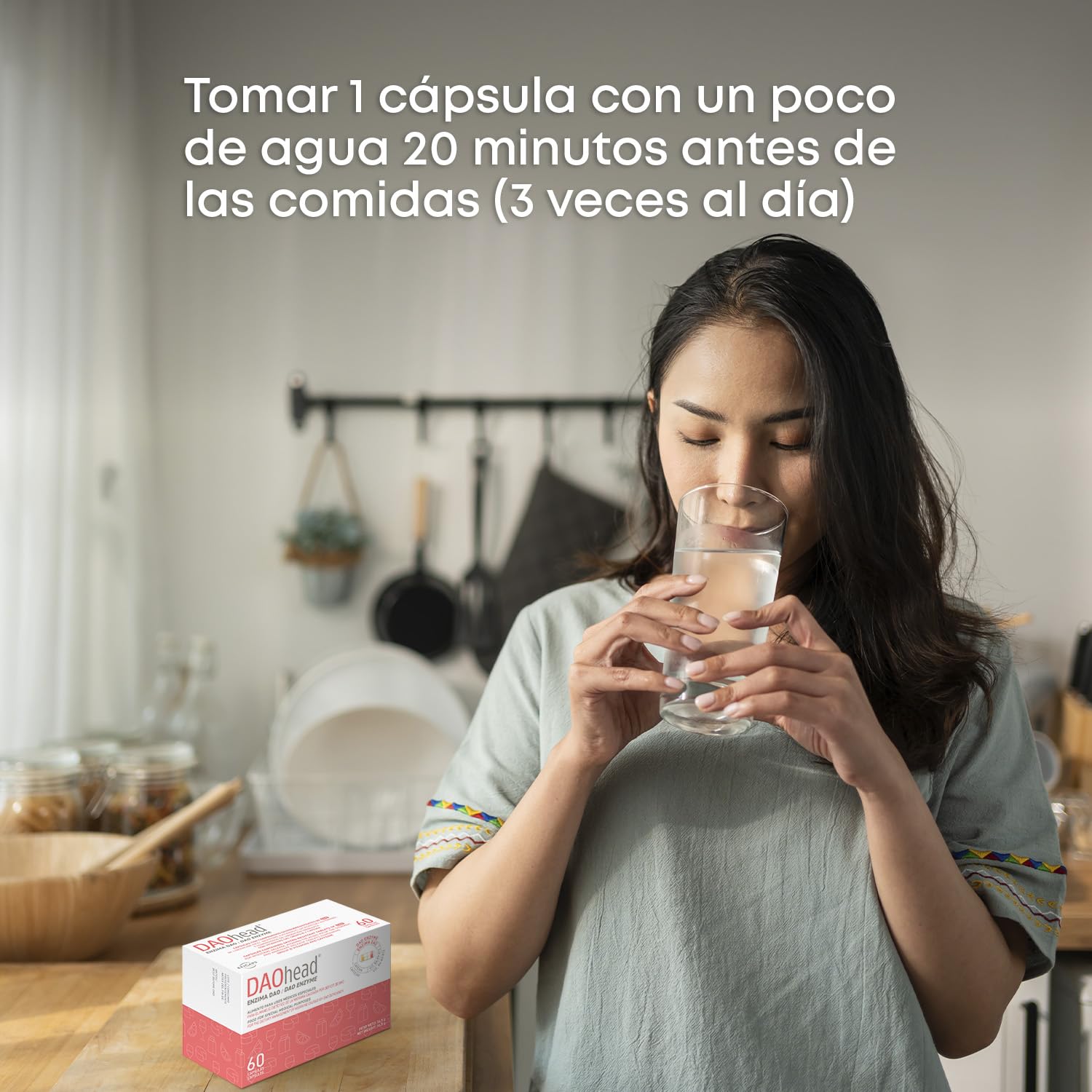DR Healthcare - DAOhead - Enzima DAO - Vitaminas B6, B9, B12 y Cafeína - Apoyo al Equilibrio de la Histamina Alimentaria - 60 Cápsulas con Mini-comprimidos Gastrorresistentes de DAO