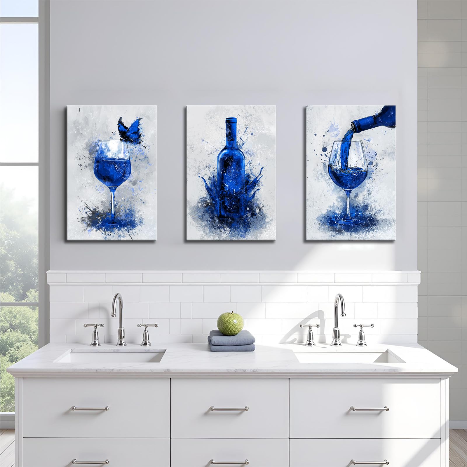 PERODFILS 絵　お酒　ワイン　バー　開店　インテリア Amazon.com: Conipit Blue Wine Wall Decor for Dining Room Wine