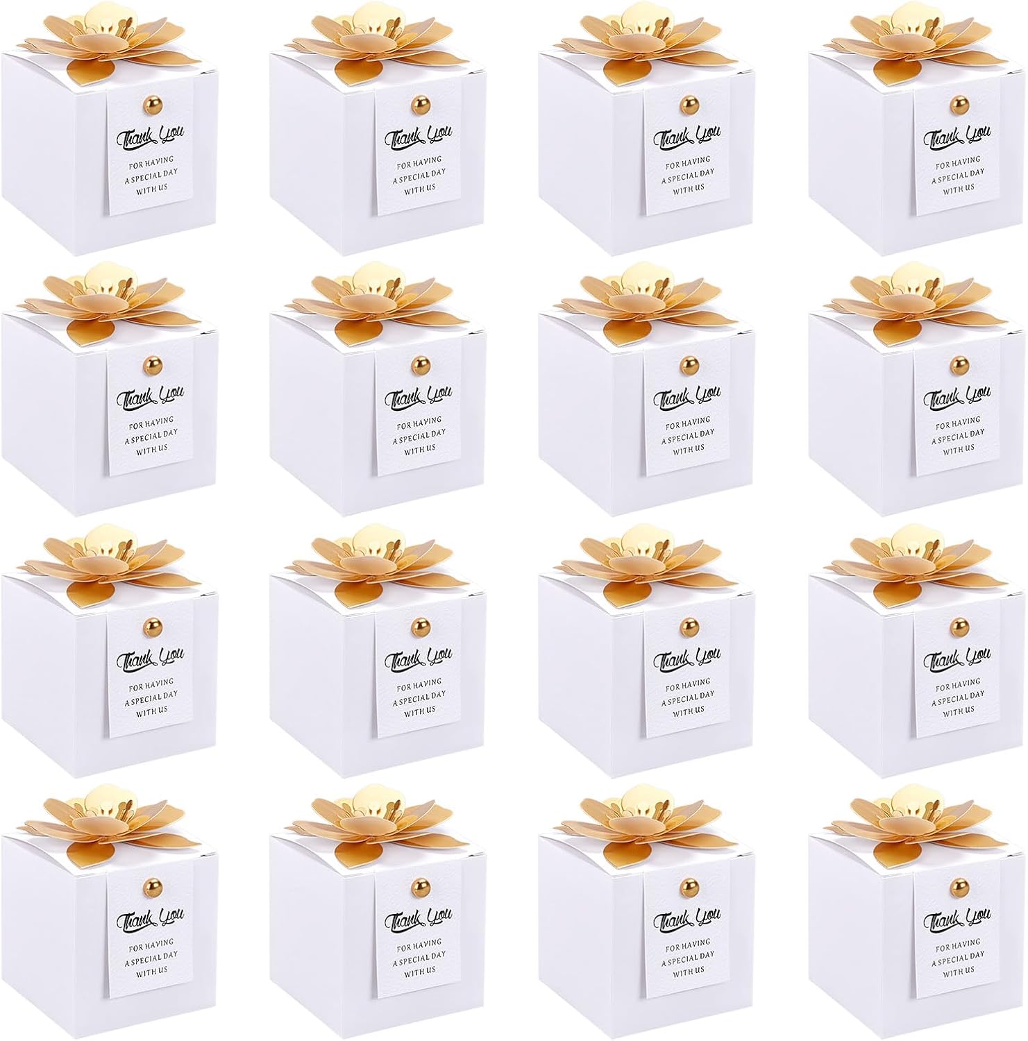 INTERWARM 40 Pcs Paper Candy Wedding Favor Boxes, 2.56Inch Flower Square Wedding Candy Box Candy Boxes Paper Bridal Gift Box for Guests Birthday Decorations Party Anniversary