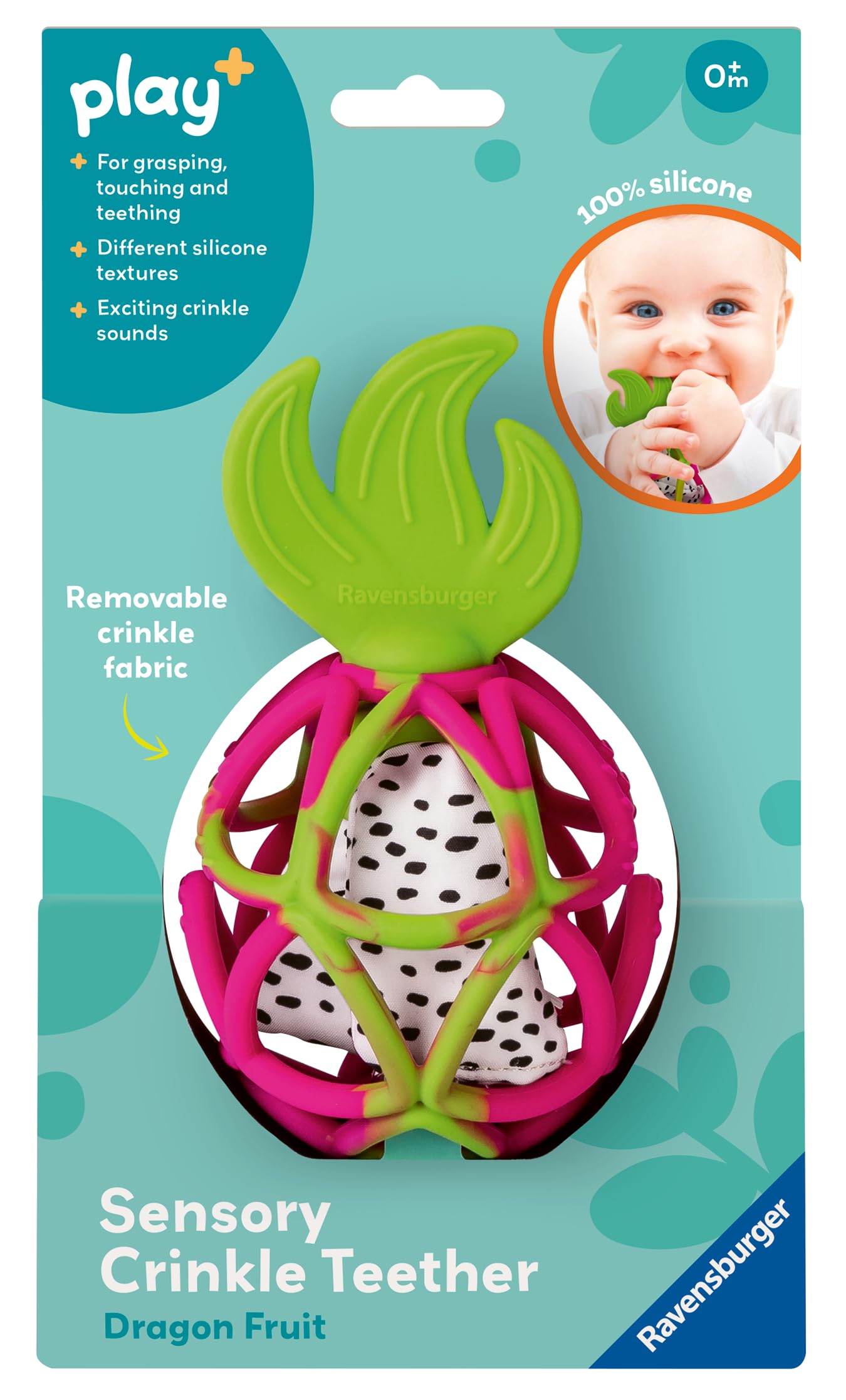Ravensburger Play+ - Massaggiagengive sensoriale, frutto del drago, delicato sollievo per la dentizione, design facile da afferrare, coinvolge le abilità motorie fini
