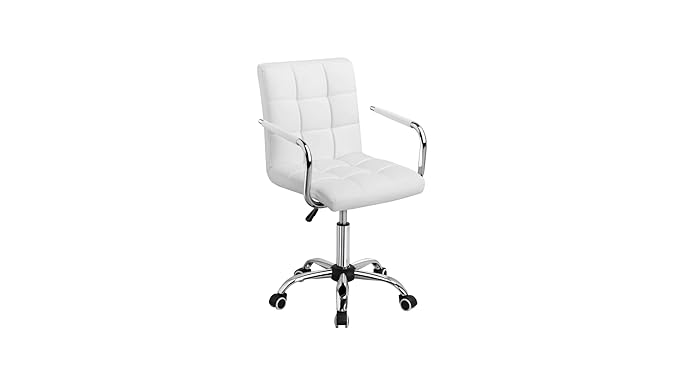 Amazon.com: Yaheetech White Desk Chairs with Wheels/Armrests