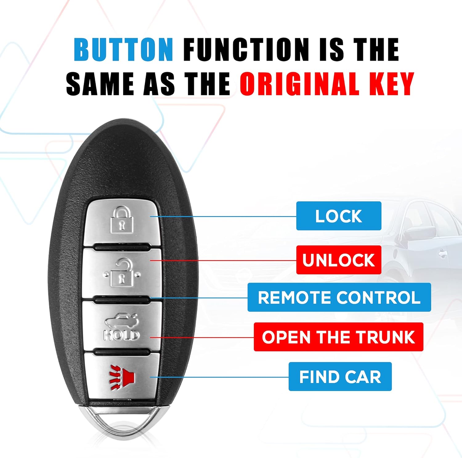 4 Buttons Keyless Entry Remote Key Fob Compatible with Nissan Altima 2016-2017/Nissan Maxima 2016-2017 (FCC ID: KR5S180144014 7812D-S180204) - Image 8