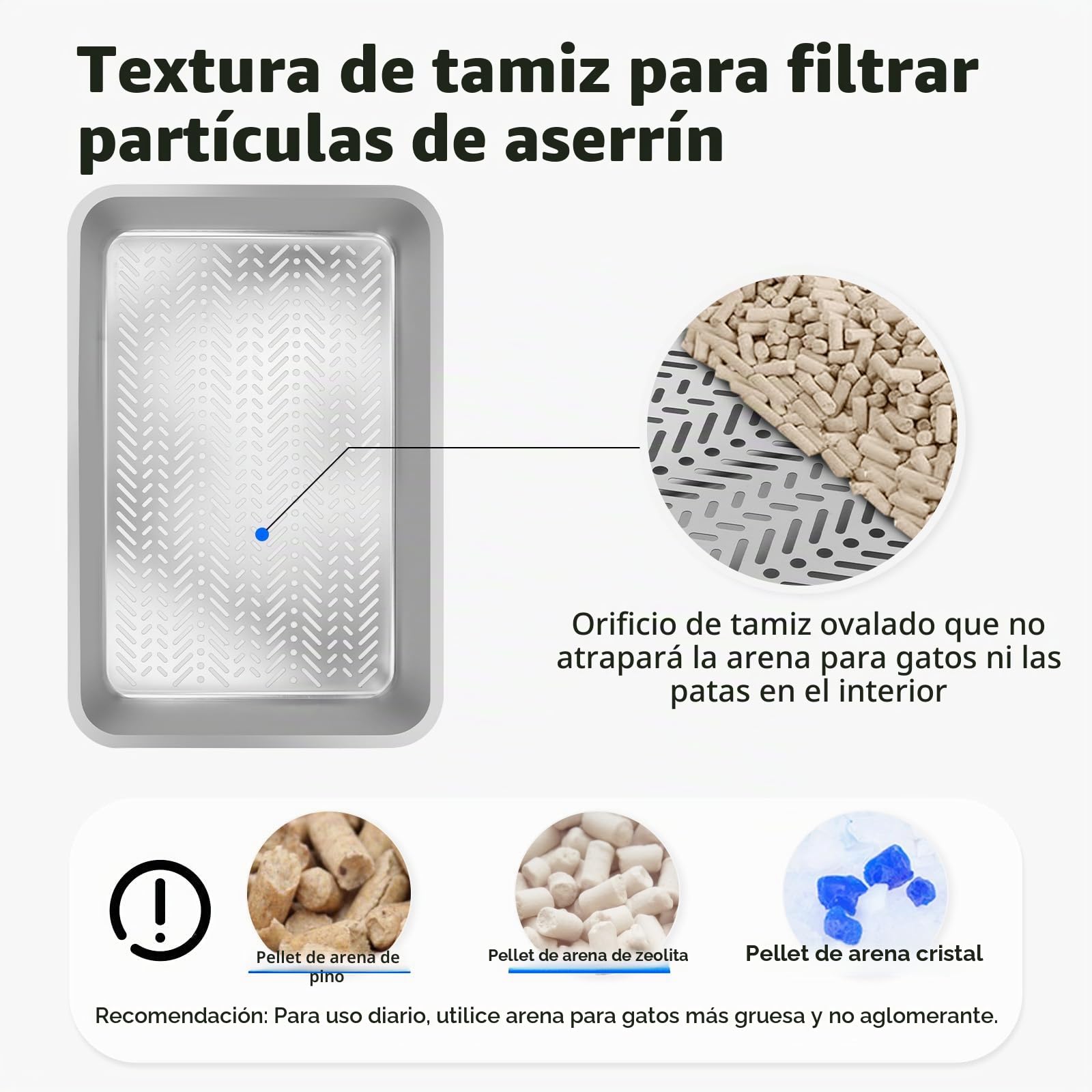 Caja de Arena para Gatos de Acero Inoxidable con Tapa, Bandeja de Arena de Metal extraíble de Alta Cara Cerrada con Bandeja de tamizado, Cuchara, Antiadherente, fácil Limpieza (Gris)