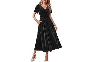 Women's 2024 V-Neck Velvet Maxi Dress