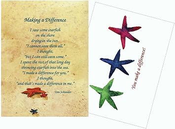 Starfish Story Poem 25 Laminated Make a Difference Inspirational Recognition and Appreciation Greeting Cards