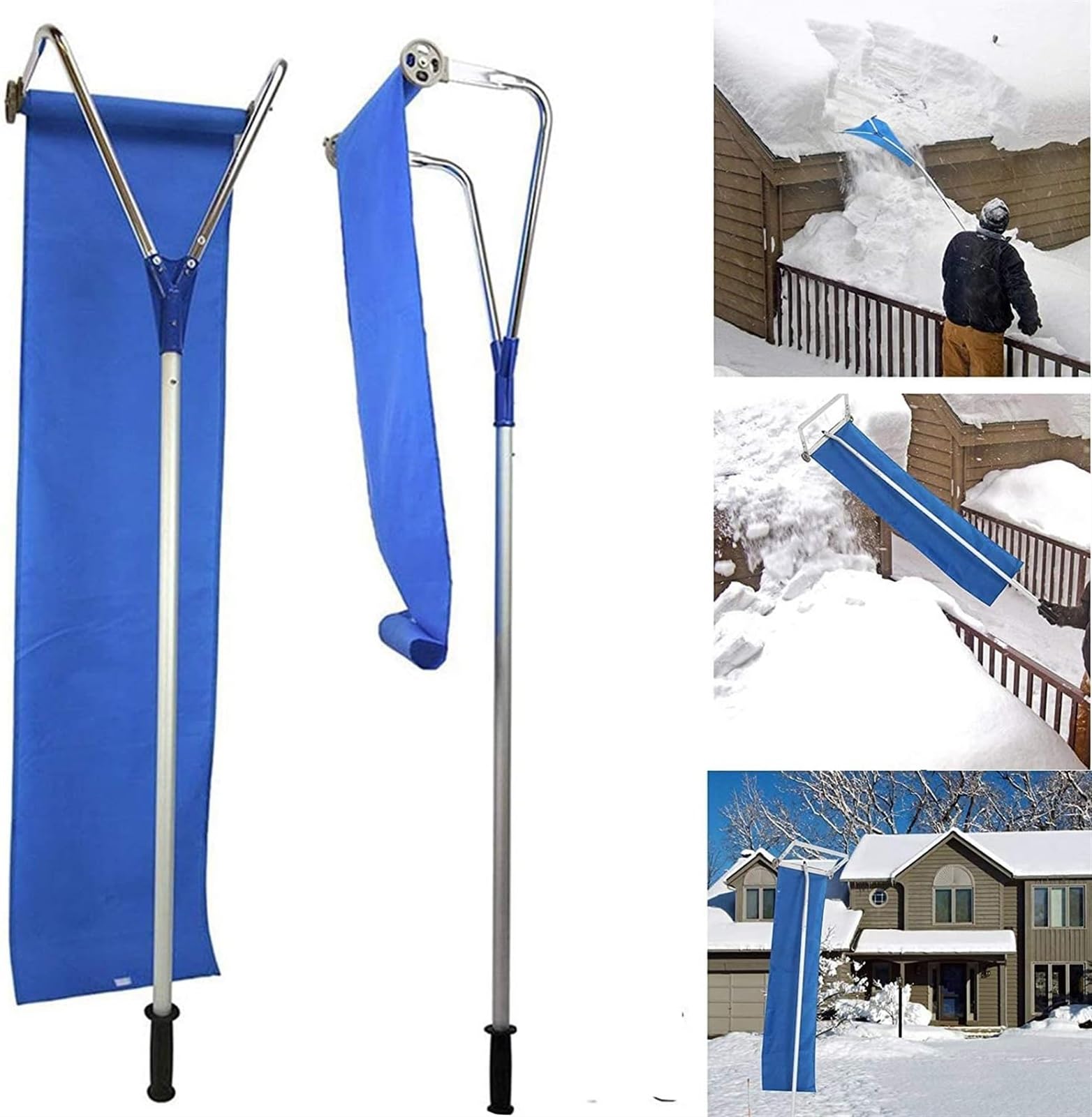 JOCHEN Grattoir à Neige télescopique Portable de 4,5 m de Long en Tissu Oxford avec Poteau en Aluminium pour enlever la Neige sur Le Toit