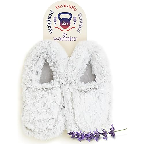 warmies Microwaveable House Slippers for Women - Plush, Soft & Fuzzy Indoor Slippers with Backs & Non-Slip Memory Foam Soles - Cozy Warm Ladies Slipper