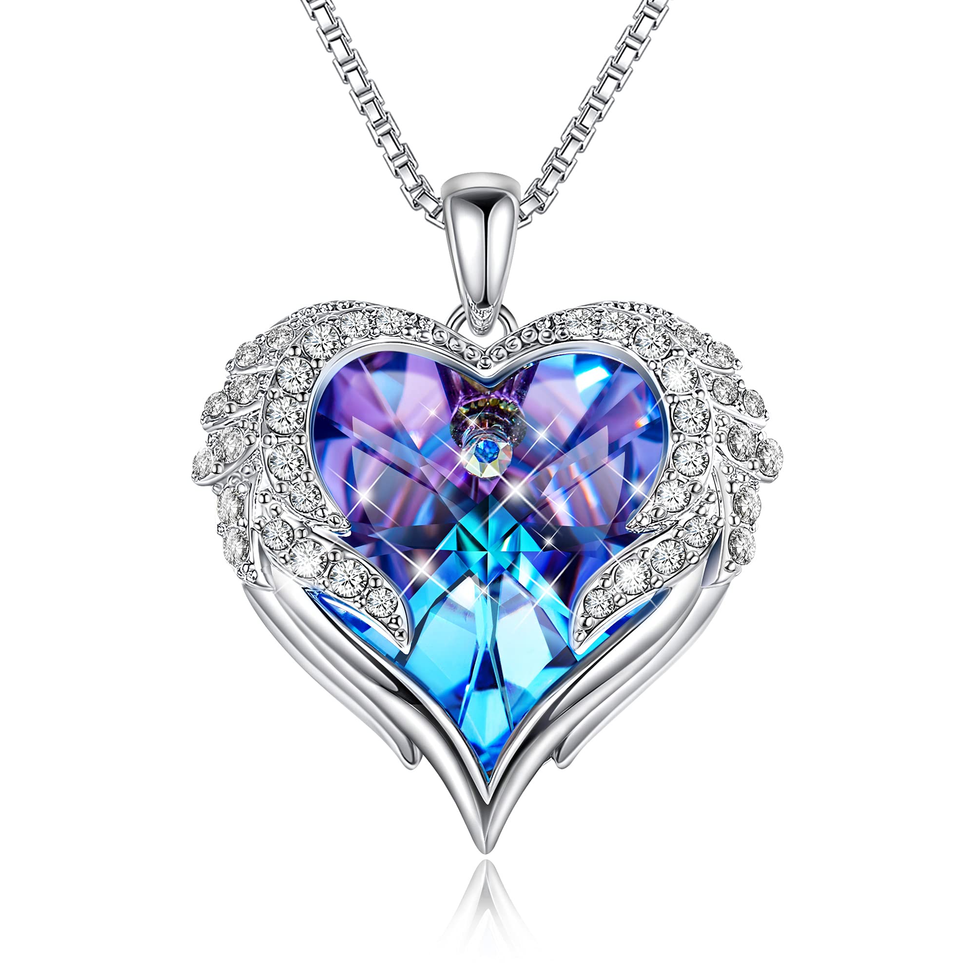 NEWNOVE Necklaces for Women Heart Angel Wings Valentines Gifts for Her Pendant Jewellery Gift for Her/Mum/Girlfriend/Wife Presents on Anniversary Birthday Mothers Day