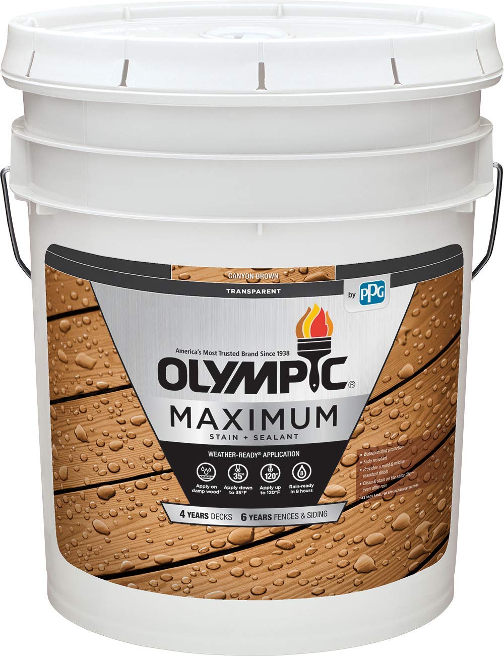 Olympic Maximum Wood Stain and Sealer for Decks, Fences, Siding, and