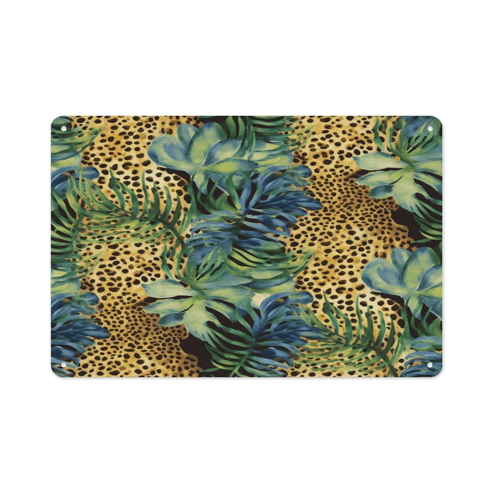 VstaDank Metal Aluminum Print Animal Leopard Print Jungle Sign Wall Decor Vintage Metal Sign Plaque Boho Wall Hanging Decor Sublimation Picture Panel Personalized Plaque Poster 8x12in