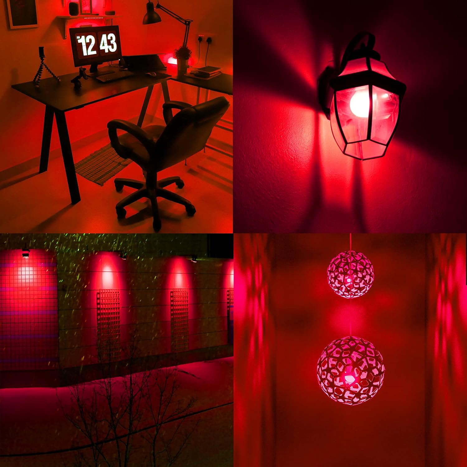 GREENIC Red Light Bulbs 9W (60 Watt Equivalent), 120V E26 Base A19 Red LED Lights for Bedroom, Porch, Holiday, Party, Valentine's Day, Halloween, Christmas, Home (4 Pack)