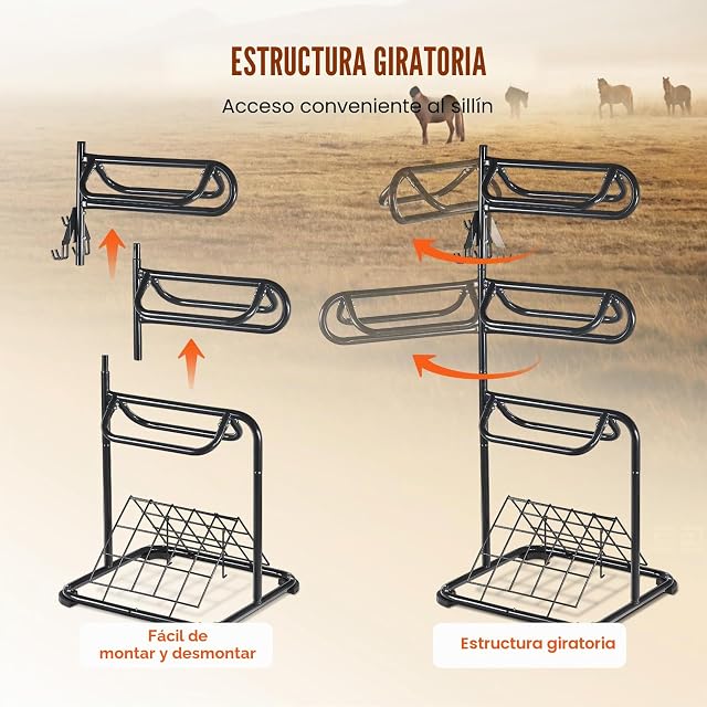 Foto 3 de 8 de VEVOR Soporte para Silla de Montar Independiente de 3 Niveles 76,2 x 76,2 x 173,9cm