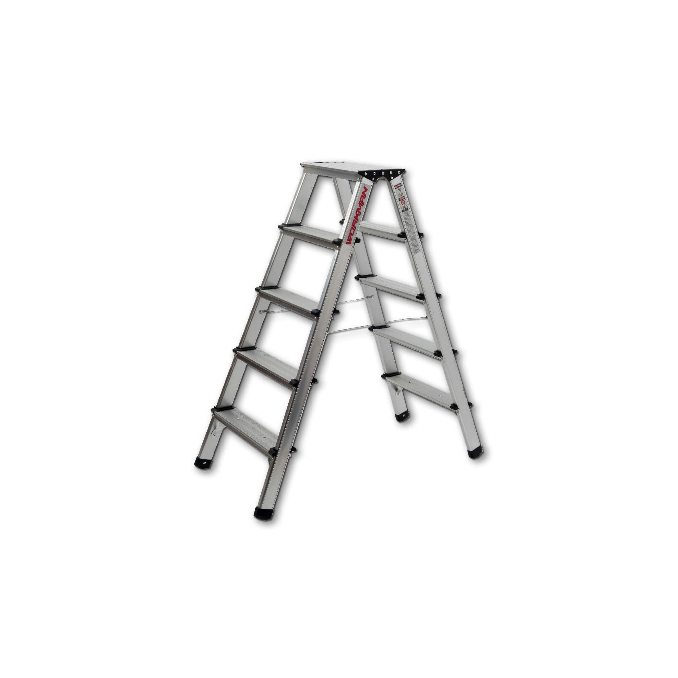 Professional Double Ladder With Tool Tray - Aluminum, 10 Steps, 150kg Capacity, EN131 Certified-1066610