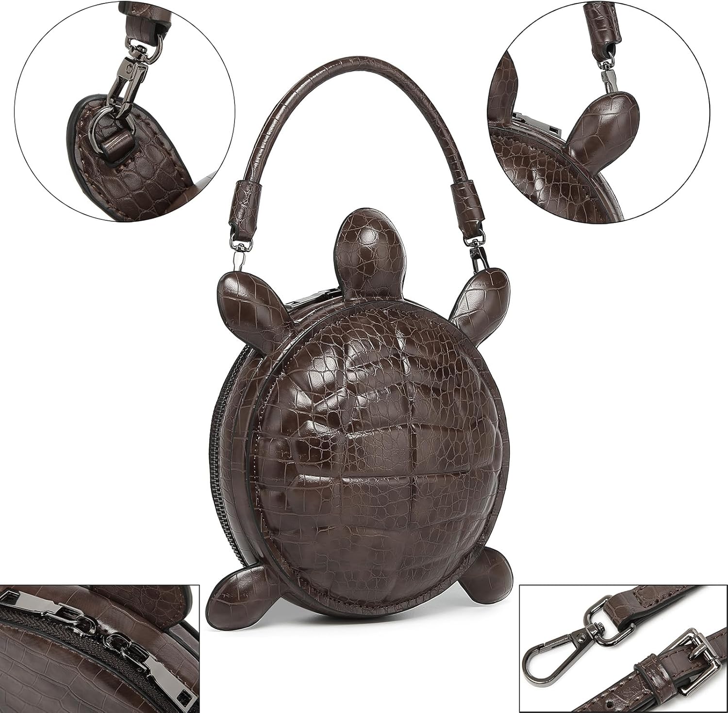 Men and Women PU Leather Unique Novelty Turtle Shaped Crossbody Shoulder Bag Handbag Purse - Image 7
