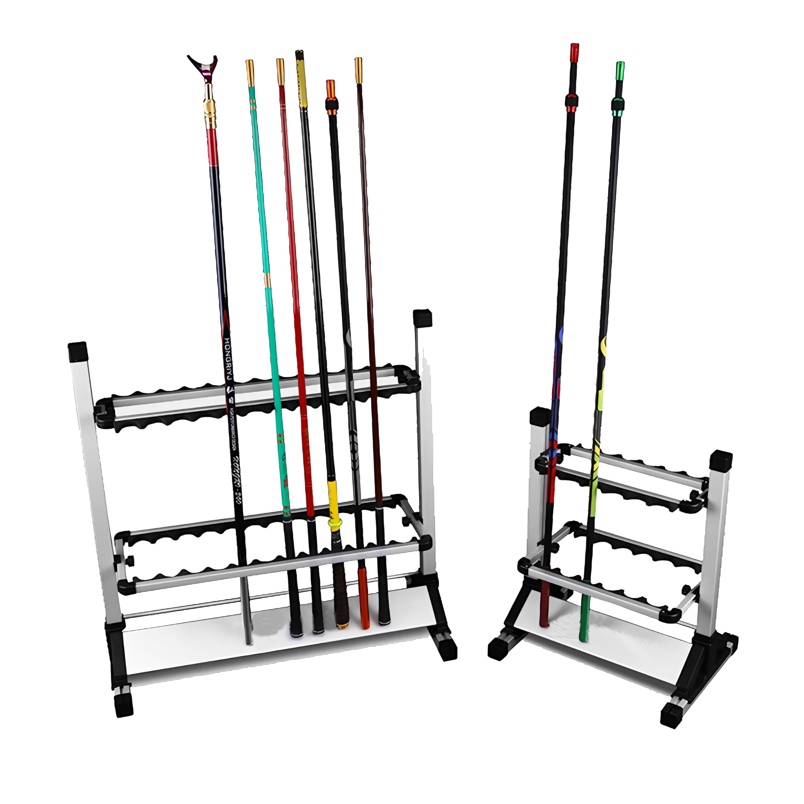 Estante para cañas de pescar, soporte de aleación de aluminio, con capacidad para hasta 24 cañas, organizador para guardar cañas de pescar en el garaje o en casa