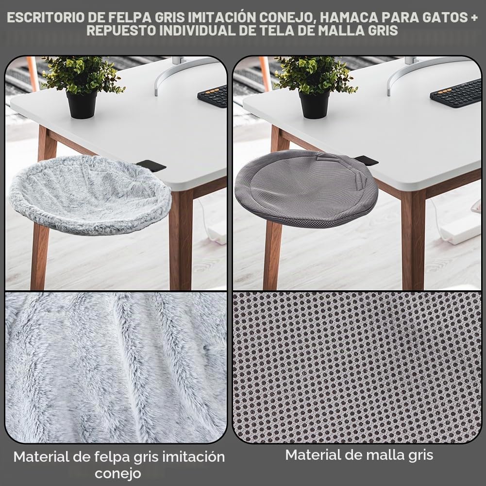 Percha de escritorio para gatos, hamaca cama de escritorio para gatos - capacidad de 20 kg, espacio de trabajo con abrazadera y tela lavable, diseño que ahorra espacio