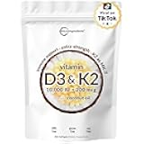 Micro Ingredients Vitamin D3 10,000 IU + K2 MK-7 200 mcg, 300 Softgels | Virgin Coconut Oil | 2-in-1 Bone, Immune & Heart Support | Easy to Swallow, Non-GMO