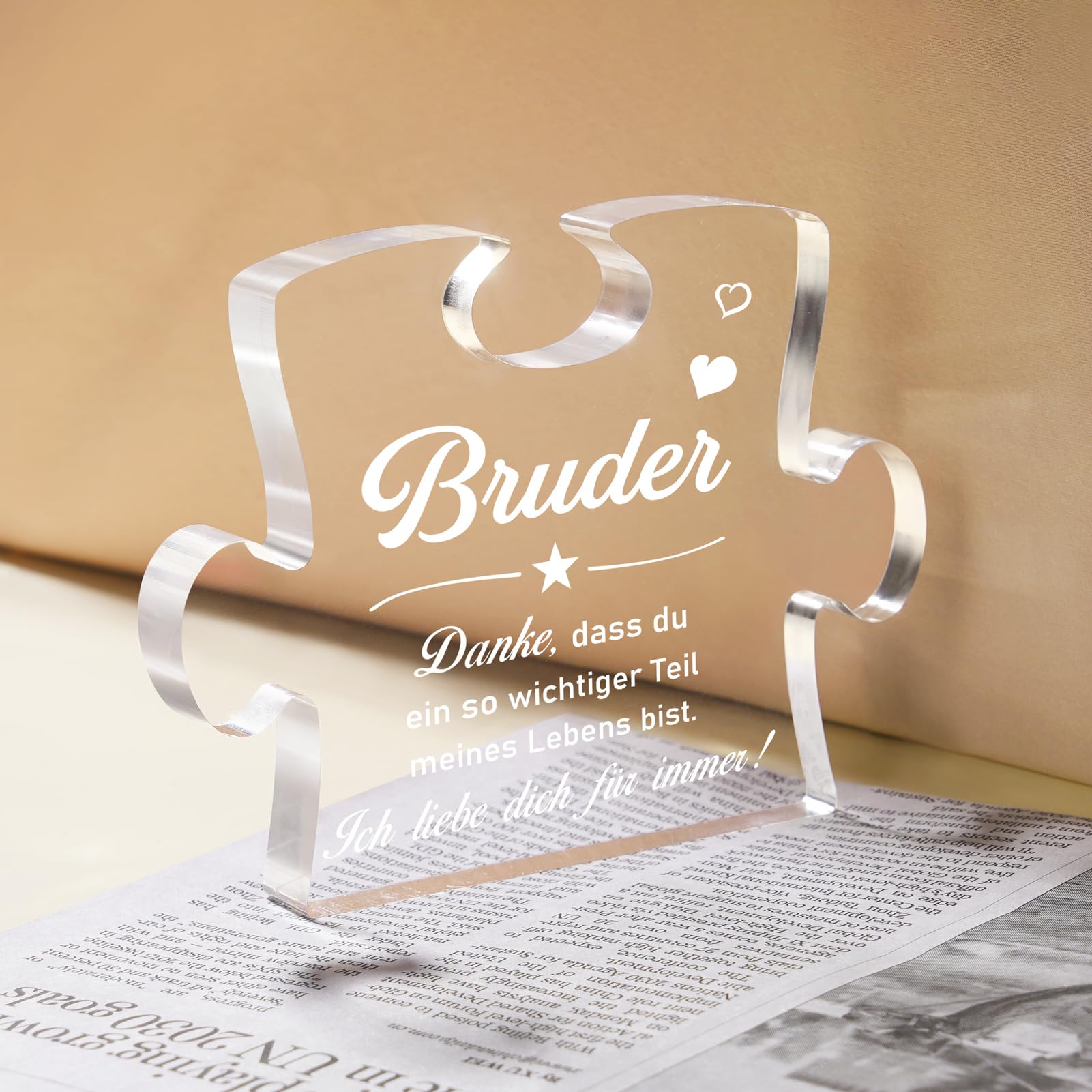 Acryl puzzelstuk plaquette ornament transparante puzzel verticale geschenken voor vrouwen dank u verjaardag vriendschap cadeau voor zus meisjes vrouwen BFF kerst bureau decoraties (Kerstmis, 15 x 15 x