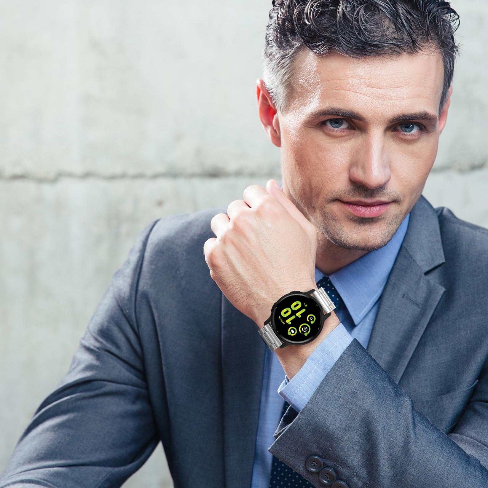 Bransoletka kompatybilna z Garmin Vivoactive 5 / Forerunner 245/645/55,20 mm, stal nierdzewna, metalowy pasek zamienny do Venu Sq/2 Plus, dla mężczyzn i kobiet