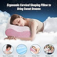 Vista 4 de CloudBliss Almohada de espuma viscoelástica, almohada cervical ergonómica con contorno de cuello para dolor de espalda y hombros, almohada