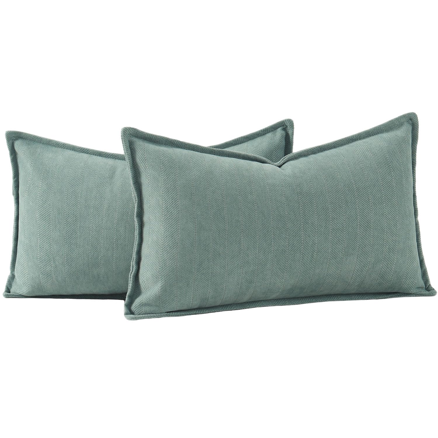 Madizz Juego de 2 Suave Felpilla Chenilla Texturizado Decorativo Funda de cojíns Lujo Estilo Fundas de Almohada para el sofá Dormitorio Azul grisáceo Rectangular 30 x 50 cm