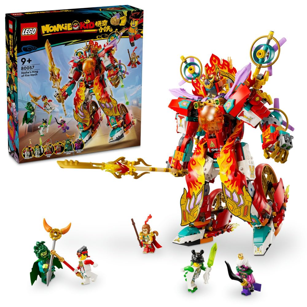 LEGO Monkie Kid Nezha's Ring of Fire Mech Toy for Kids, Adventure