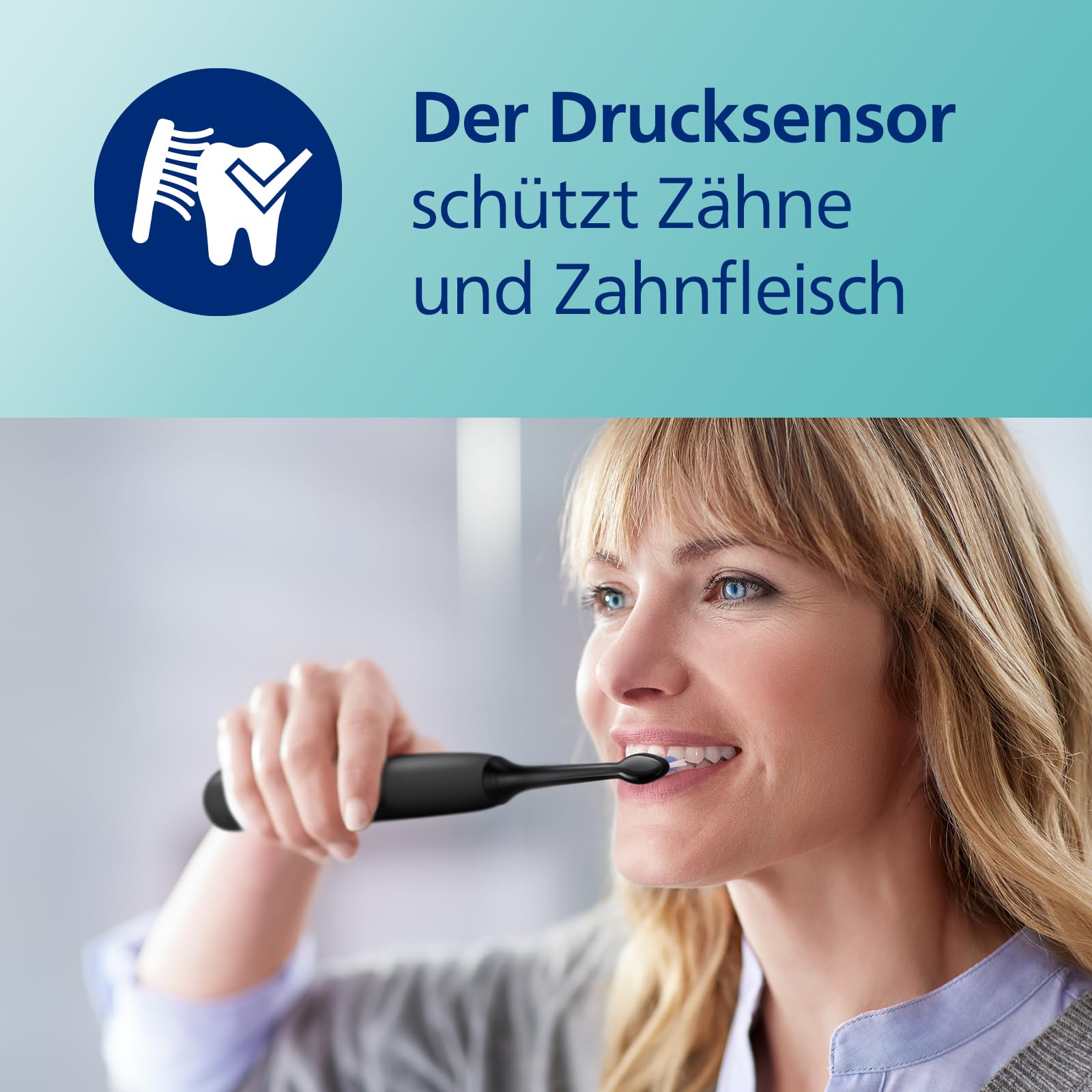 Philips Sonicare ProtectiveClean 4500 elektrische Zahnbürste, Schallzahnbürste mit 2 Putzmodi, Clean und White, Drucksensor, Timer und Reiseetui, Schwarz, Modell HX6830/53