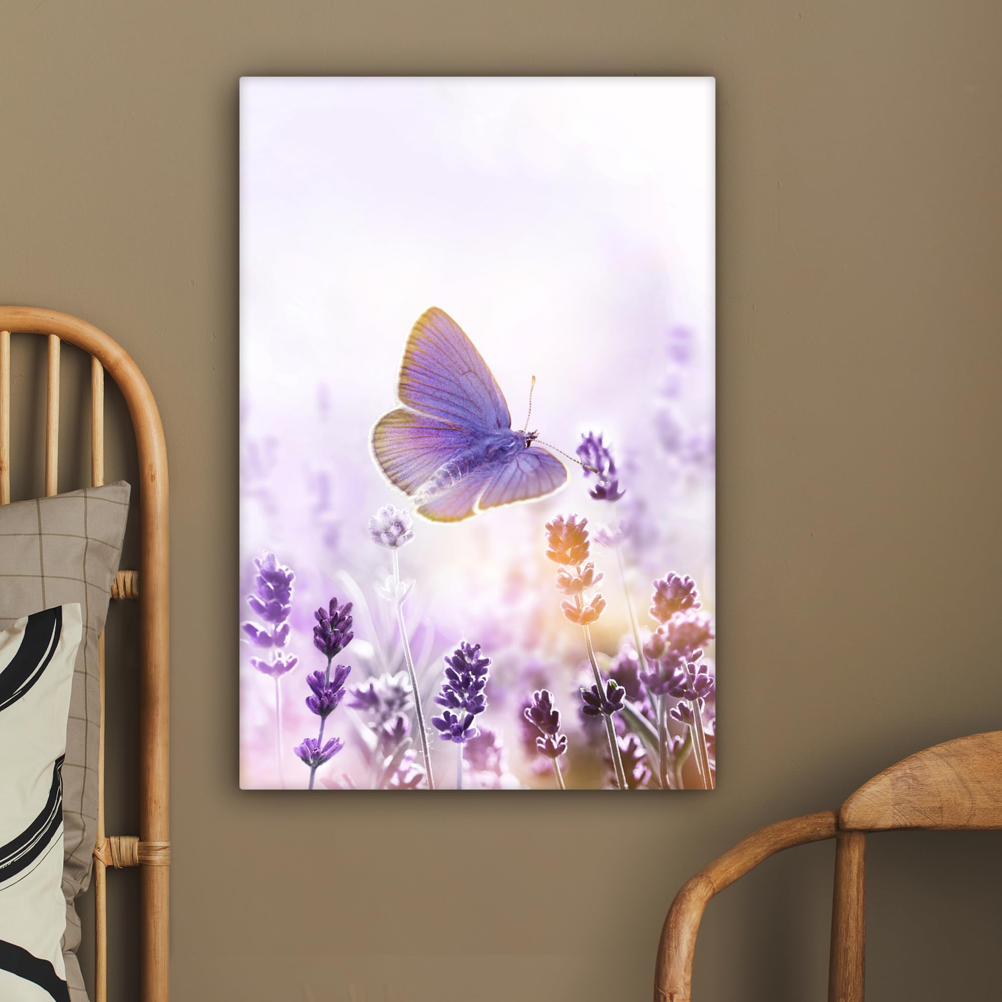 MuchoWow© Canvas Schilderij 90x60 cm Kamer Decoratie Woonkamer Slaapkamer Room Decor Wanddecoratie Wall Art Painting Vintage - Zee - Rotsen - Planten - Natuur