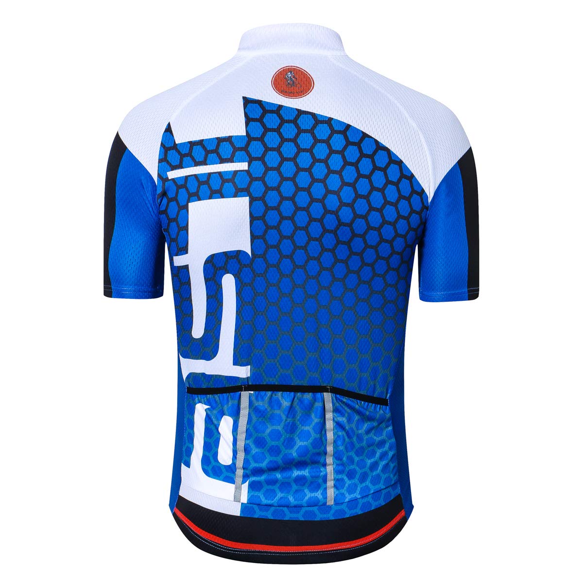 Mens Cycling Jerseys Short Sleeve Bike Jersey for Men Cycling Funny Blue Full Zip with Pocket Bicycle Shirt L