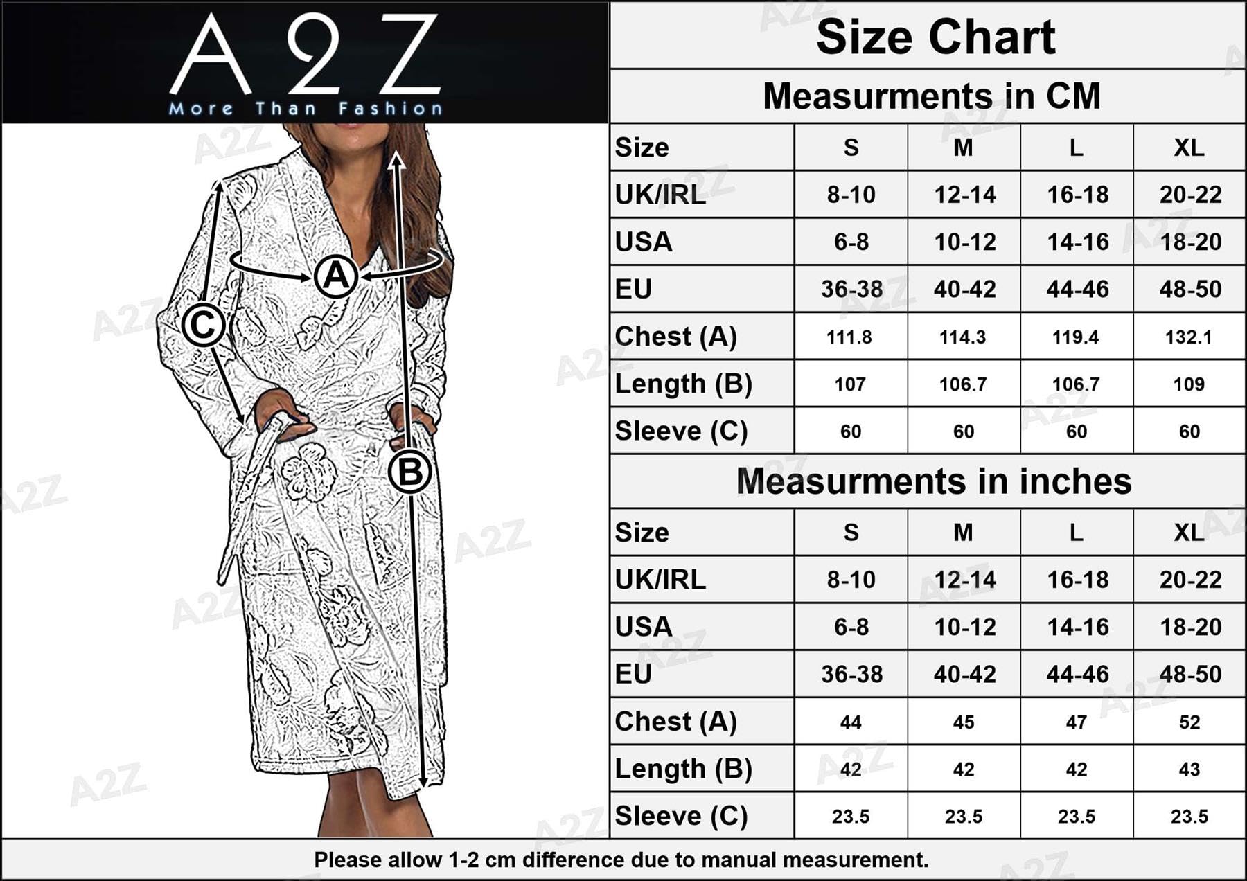 A2Z Accappatoio da donna in pile luccicante floreale, lunghezza al ginocchio, invernale, accogliente, morbido e caldo, abbigliamento da casa per le signore