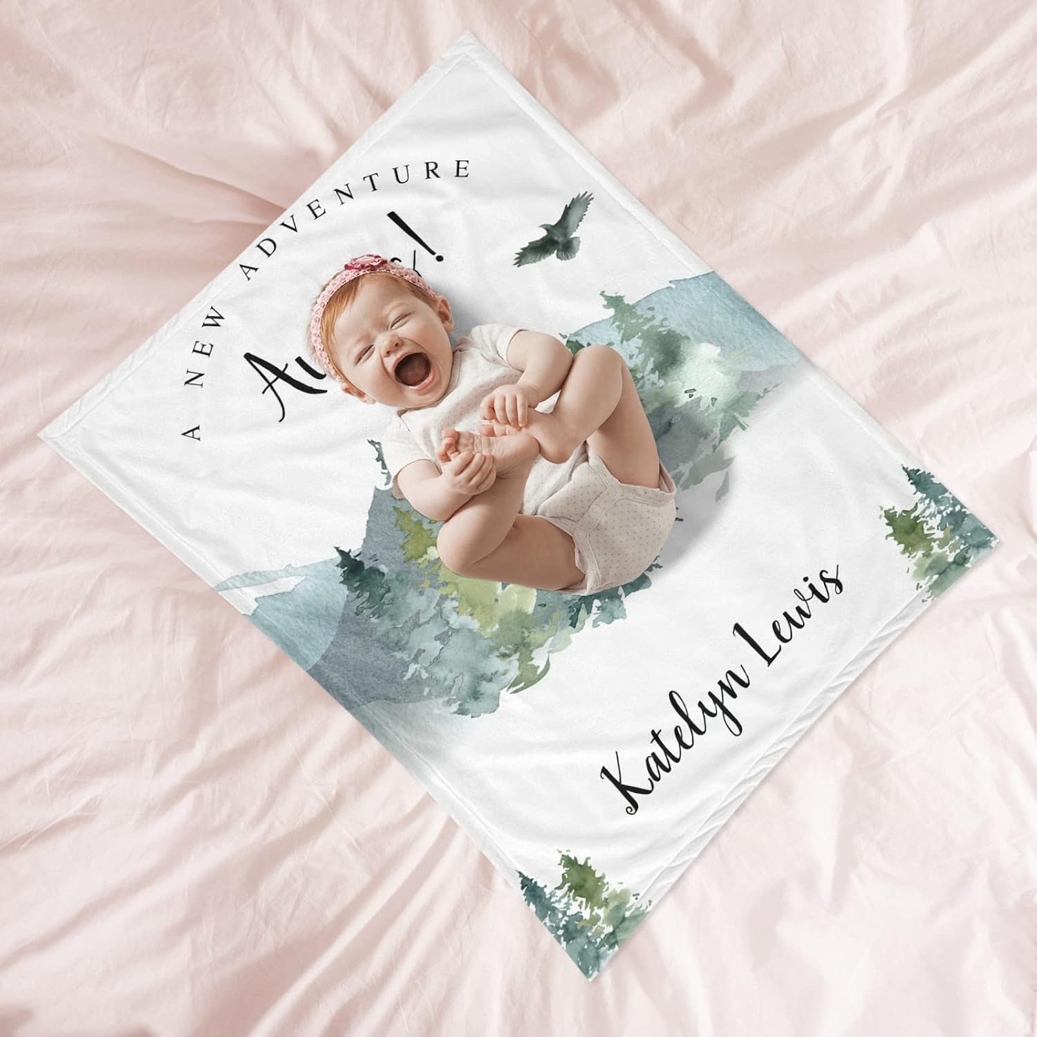 Customizable Baby Blanket with Name Personalized Baby Blanket for Boys Girls Adventure Awaits Blanket Soft Plush Fleece Baby Items Newborn Essentials - Adventure Woodland 50x60in