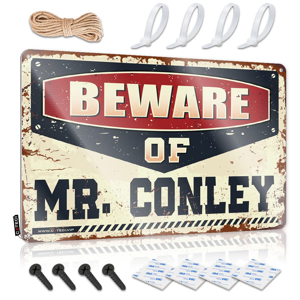 Fzfn Colour Beware Of Mr. Conley Funny Vintage Signs Funny Bar Decor Decorative | Indie Soft Bath Hanging Art For Porch Living Room(30X40cm)