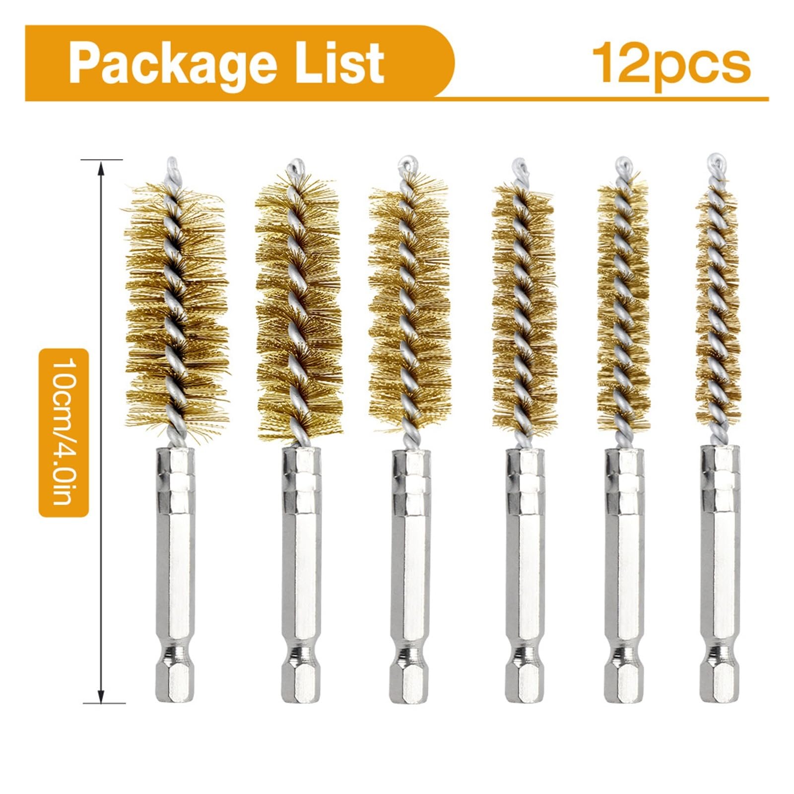 cepillo de alambre, Cepillos de tubo alambre, juego cepillos limpieza acero inoxidable 6 uds., orificio trenzado con barra hexagonal 1/4"(6 pcs-copper)