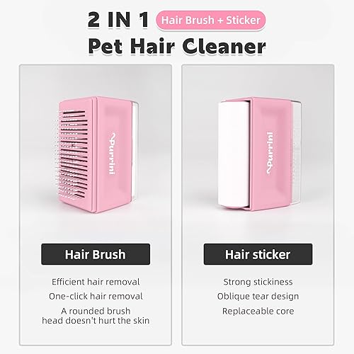 Miniatura 2 de PURRINI Cepillo para gatos con rodillo adhesivo para pelusas para mascotas, funciona muy bien en perros o gatos de pelo largo o corto, ideal para