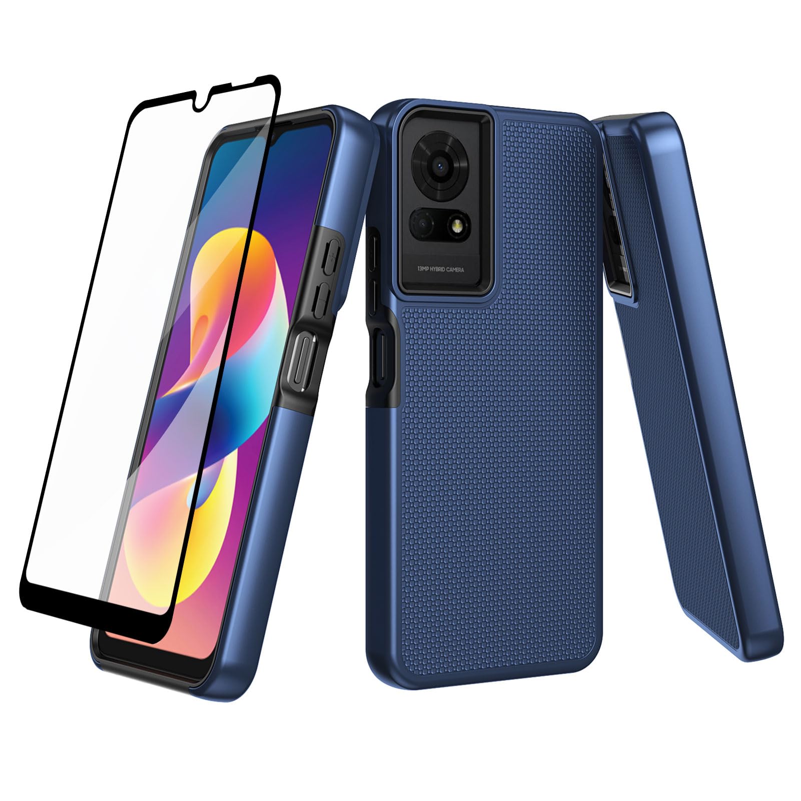 Ailiber for TCL 50 LE Phone Case, TCL K24/TCL K23 Case with Screen Protector, Dual Layer Shockproof Protective, Silicone Bumper Non Slip Back, Heavy