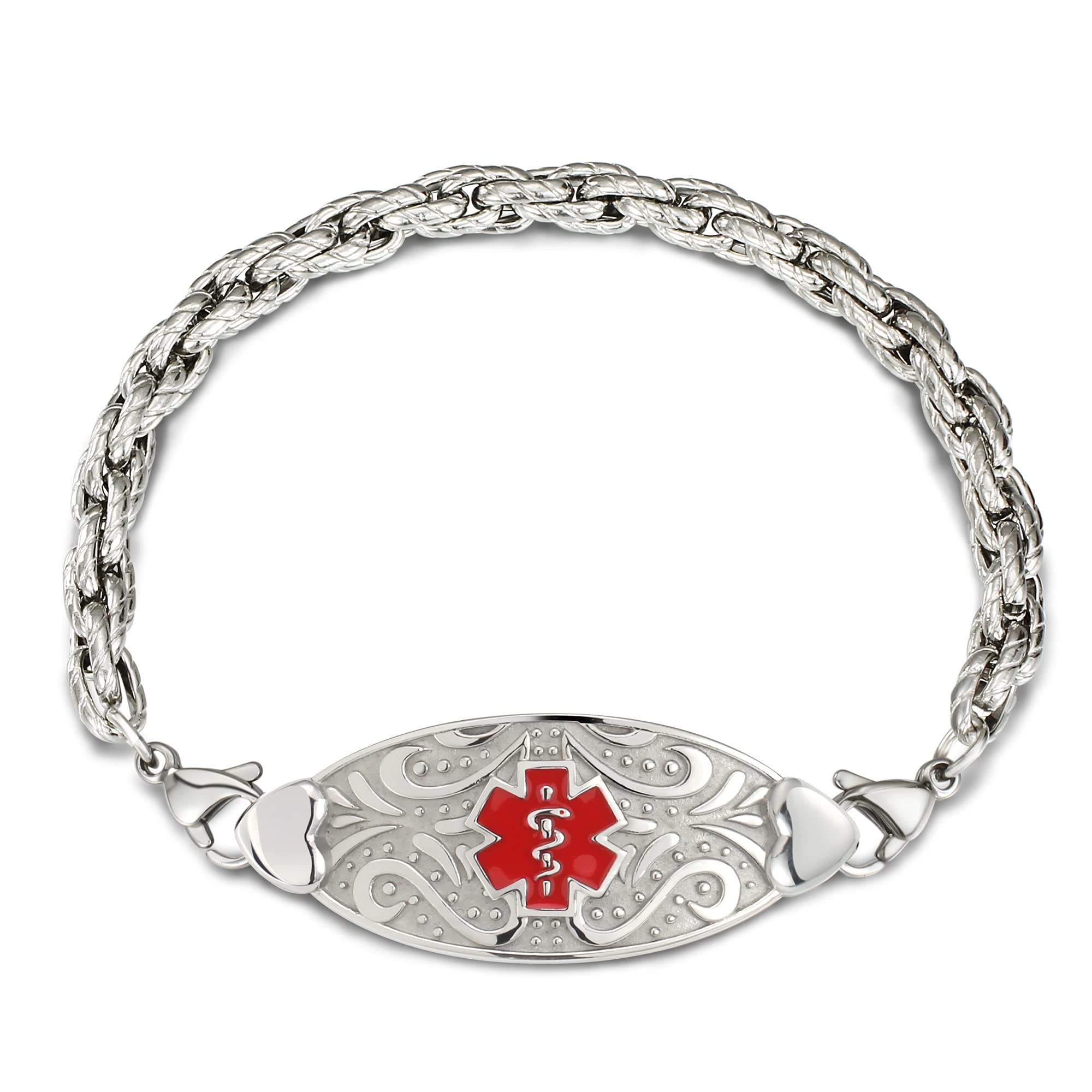 Custom Medical Alert Bracelet for Women with Free Engraving,Personalized Emergency Identification Bracelet Waterproof Diabetic Women's Medical Alert ID Bracelet,6.0 to 9.0 Inches