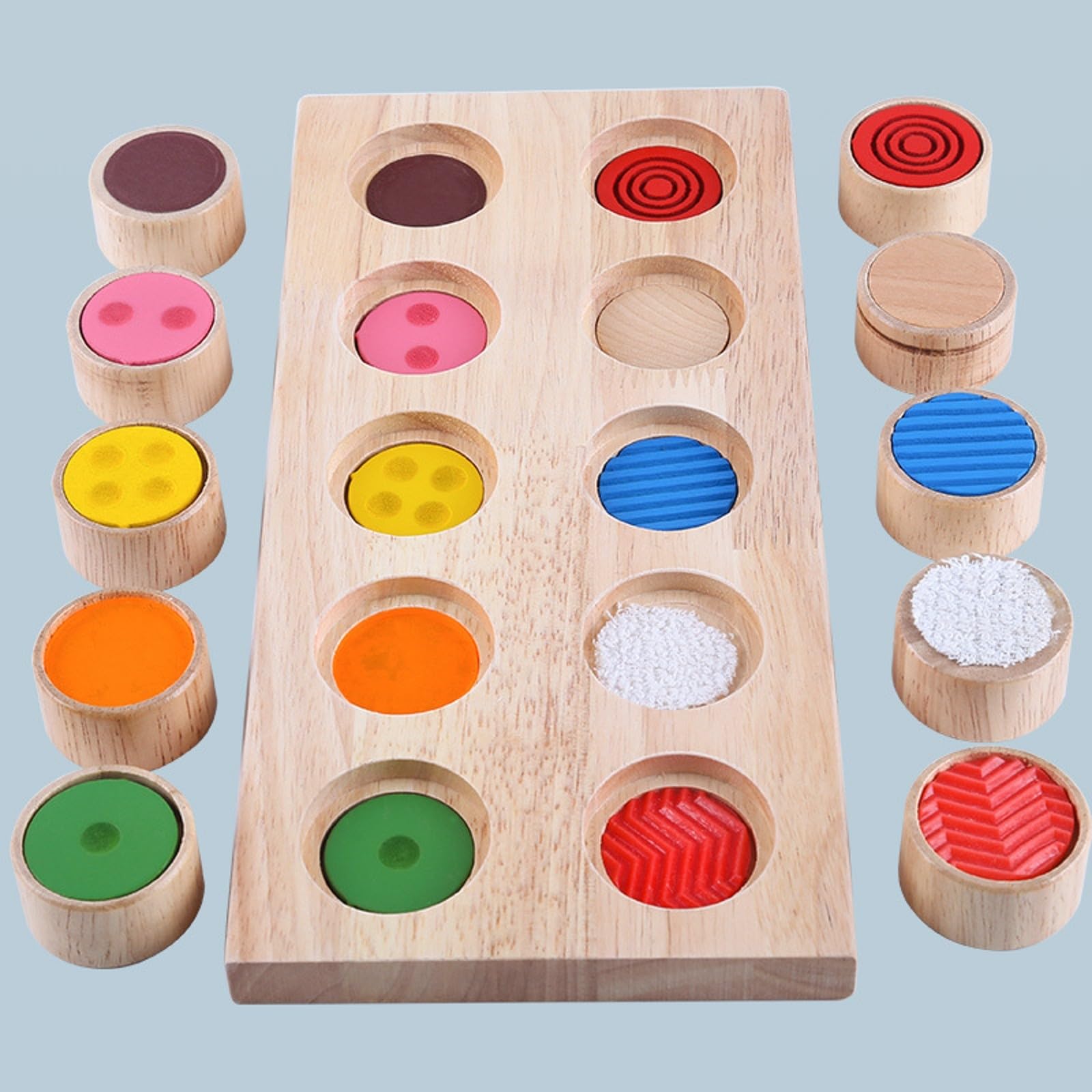 harayaa Tavola di Abbinamento Tattile in Legno Interattivo Gioco di Abbinamento con Texture Tattili Busy Board Child-Centered