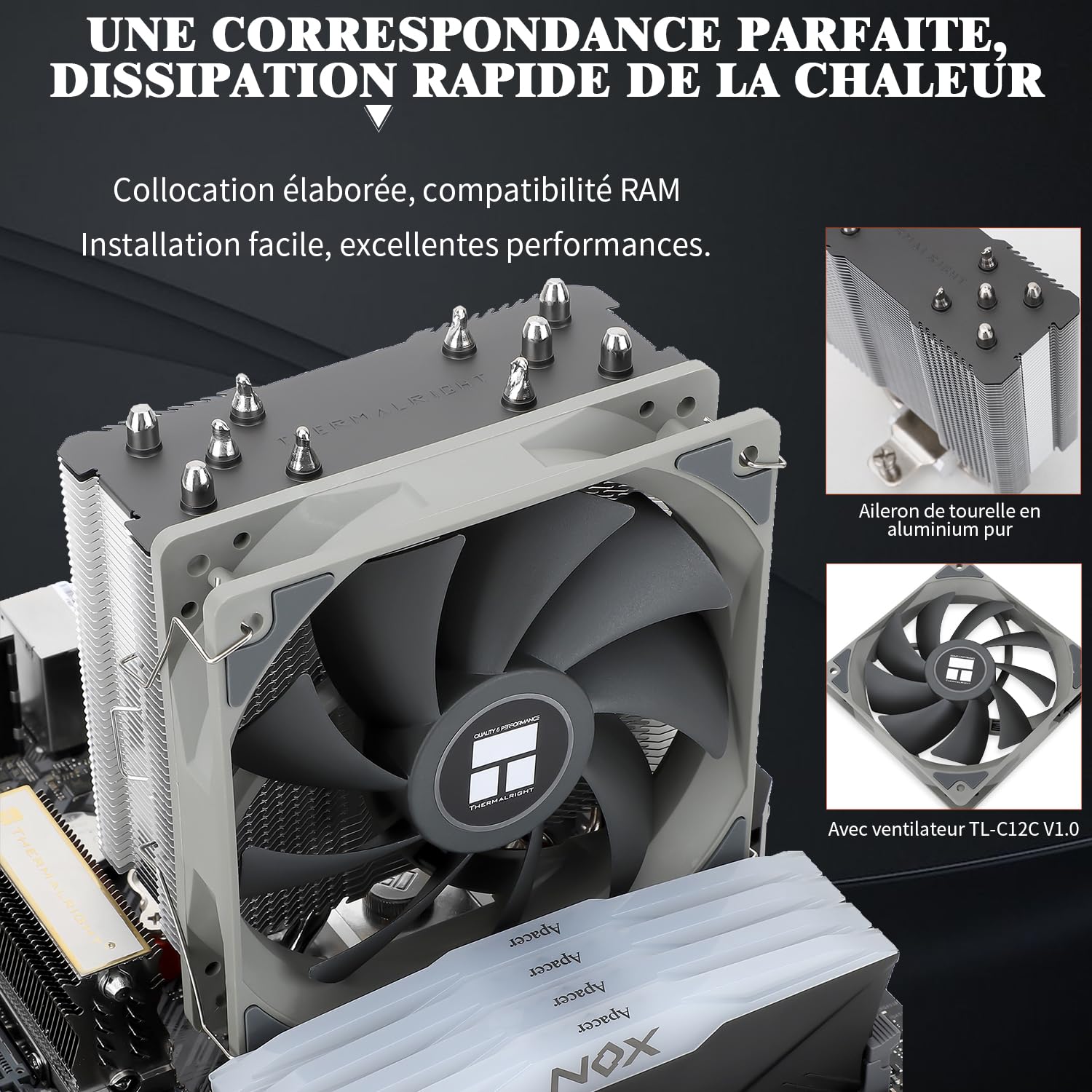Thermalright Assassin King 120 SE CPU Air Cooler, 5 Heatpipes, TL-C12C PWM Fan, para AMD AM4 AM5/Intel 1700/1150/1151/1155/1156/1200, Ordenador de escritorio