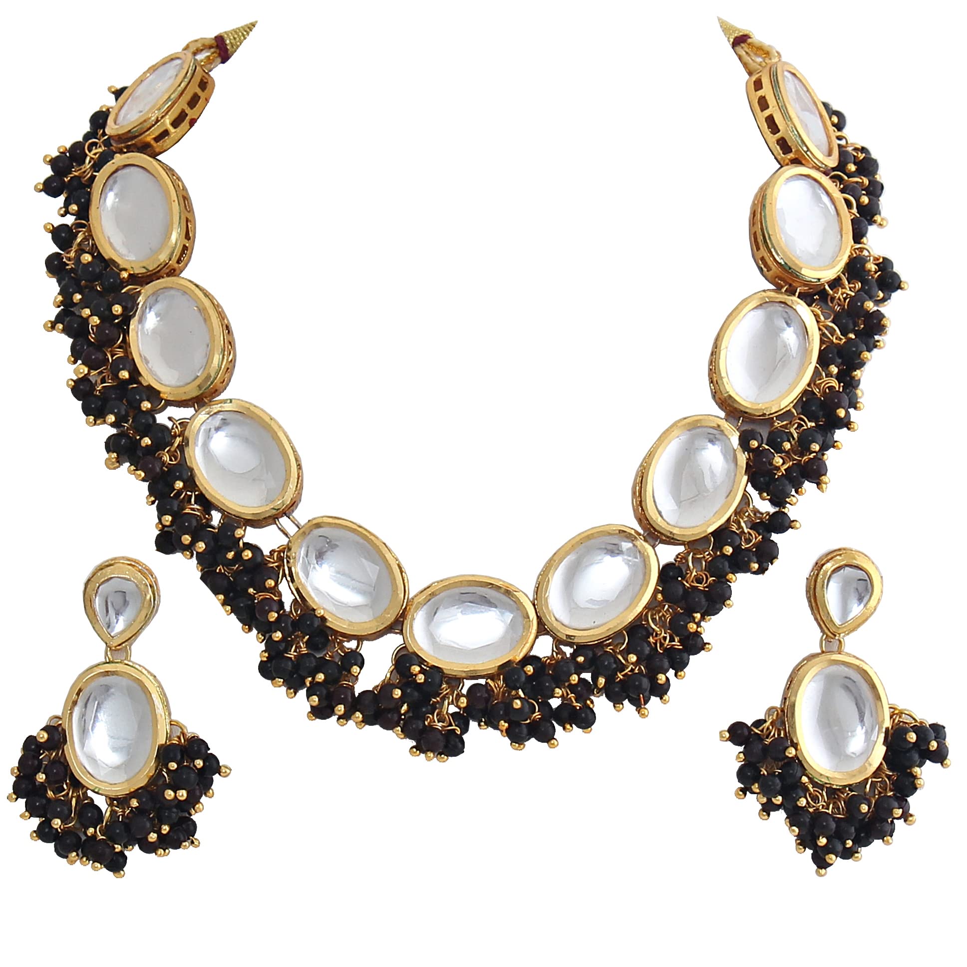 Lucky Jewellery 18K Gold Plated Black Color Kundan Stone/Uncut Kundan/Dibbi Kundan/Meena Kundan/Lucknow Kundan Necklace Set for Girls & Women (1000-J5SK-1607-BL) (B09RH3ZNM6) Amazon Price History, Amazon Price Tracker