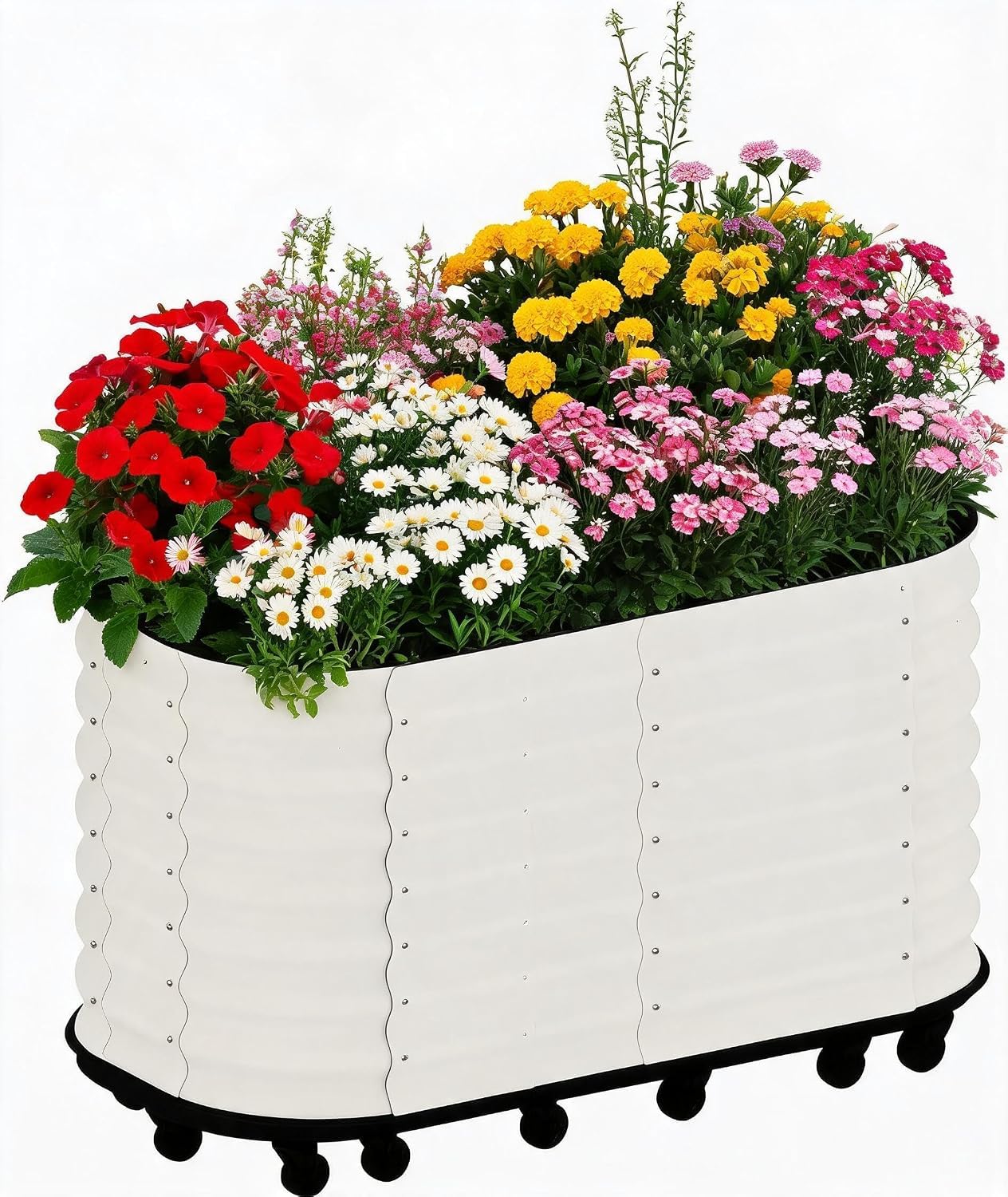 Garvee Mobile Self-Watering Galvanized Steel Raised Garden Bed Planter
