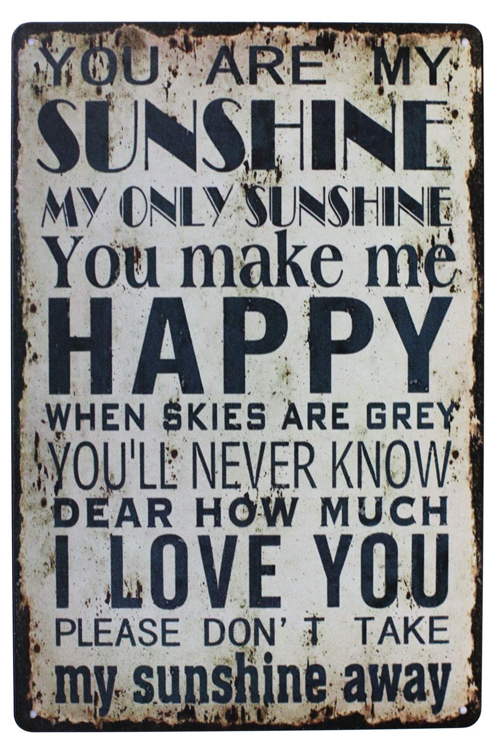 Hioni Your Are My Sunshine Metal Tin Sign, Vintage Plaque Wall Decor (Yellow)