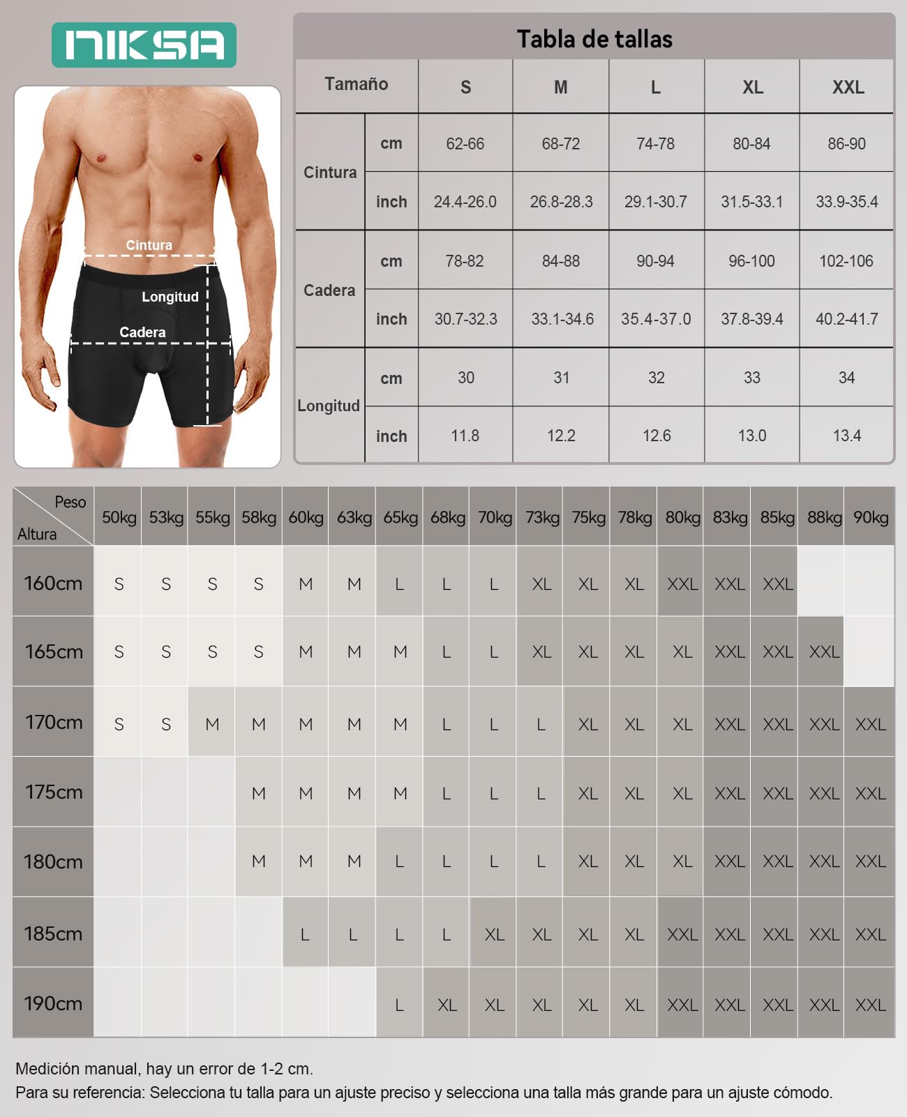 Niksa Bóxer para Hombre Pack de 3 Calzoncillos Deportivos Ropa Interior Funcional Shorts de Compresión