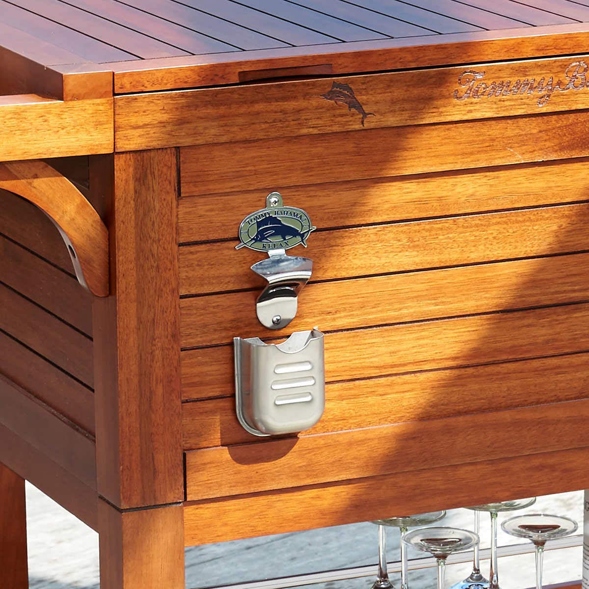 wooden tommy bahama cooler