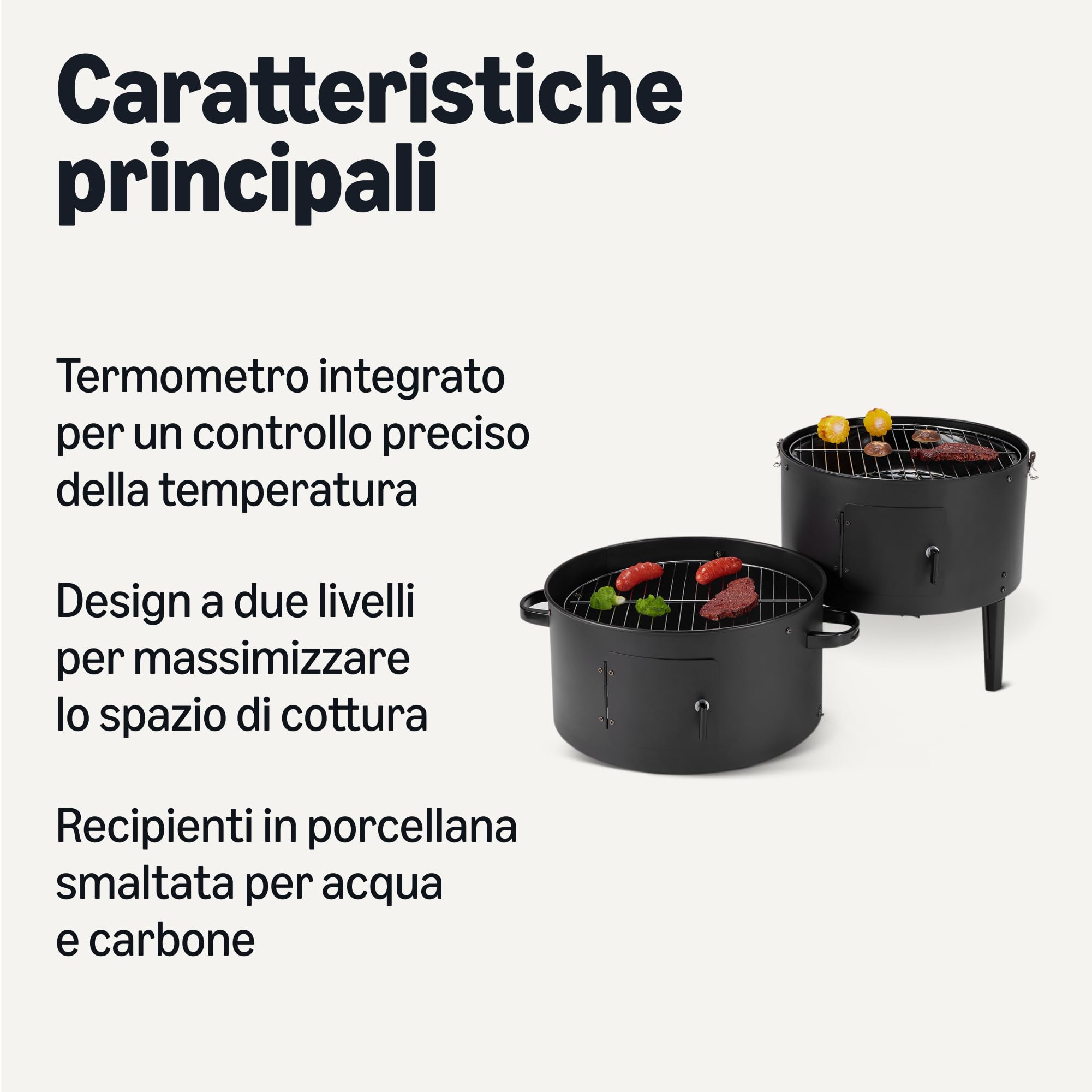 Amazon Basics, Affumicatore da Esterni, Confezione da 1, 40.6 cm, Nero - 3