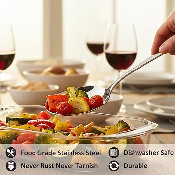 Extra Large Serving Spoons Set of 12, 11.4 inch Foodgrade 18/8 Stainless Steel Serving Spoons for Buffet, Silverware Set, Serving Utensils for Catering, Dishwasher Safe, Mirror Polished