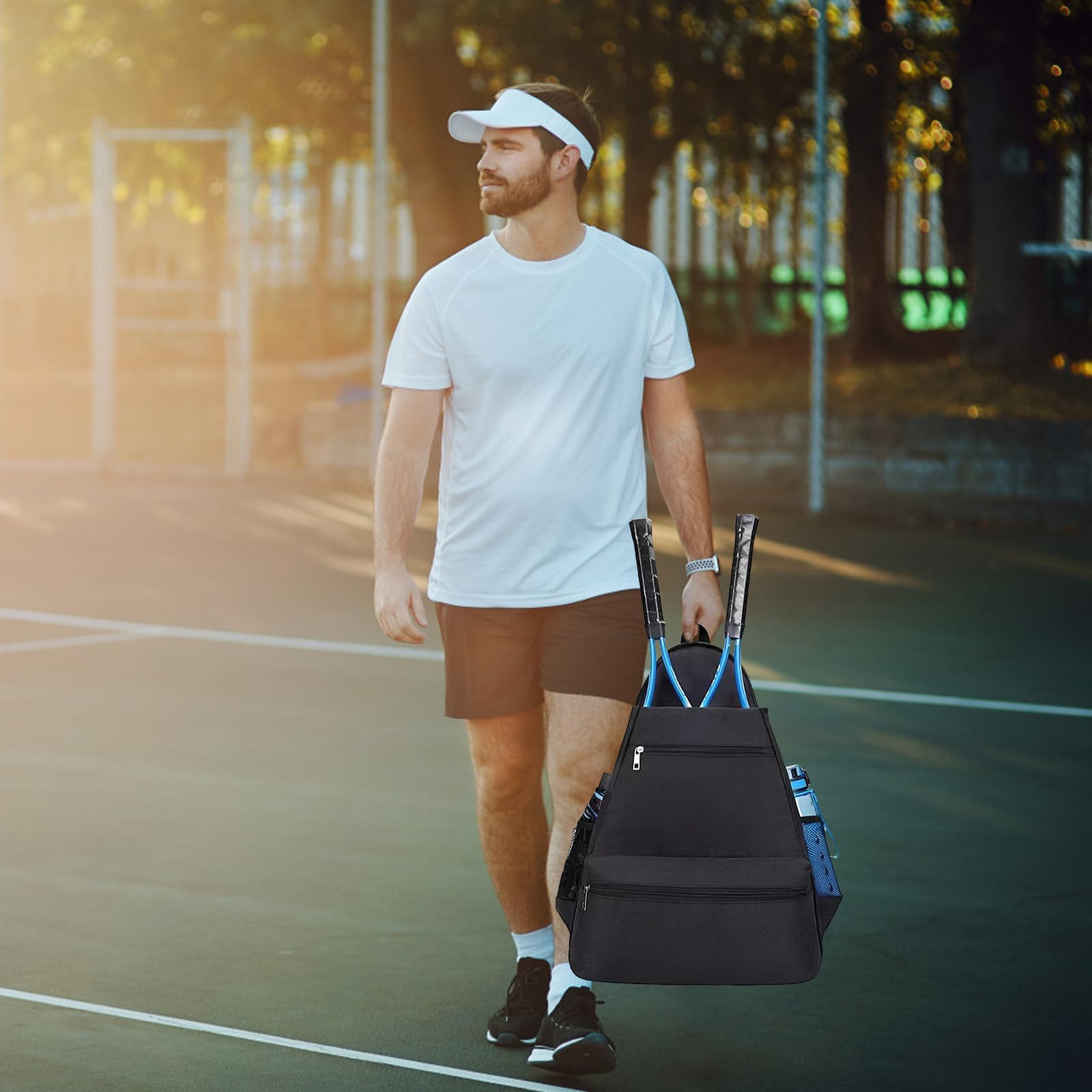 Amexo Zaino da Tennis Professionale per Uomo e Donna - Grande Capacità Con Scomparto Scarpe e Molte Tasche - Contiene Racchette da Tennis, Pickleball, Badminton