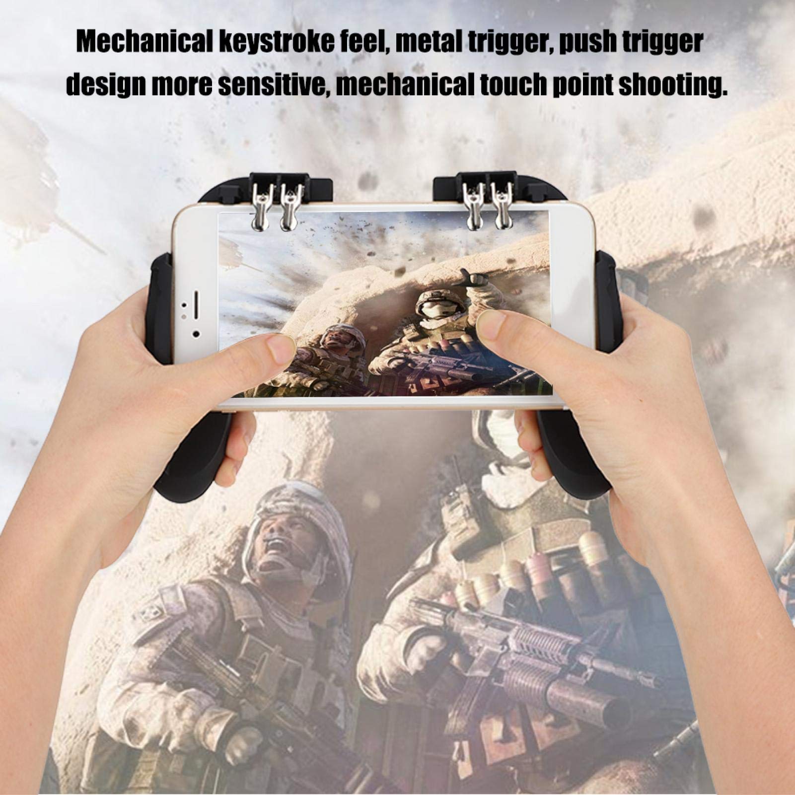 Uadme PUBG Mobile Game Controller Gaming Grip, versión Mejorada Disparadores de operación de Seis Dedos con Ventilador de enfriamiento del teléfono Gamepad de teléfono Inteligente Ajustable de Mano