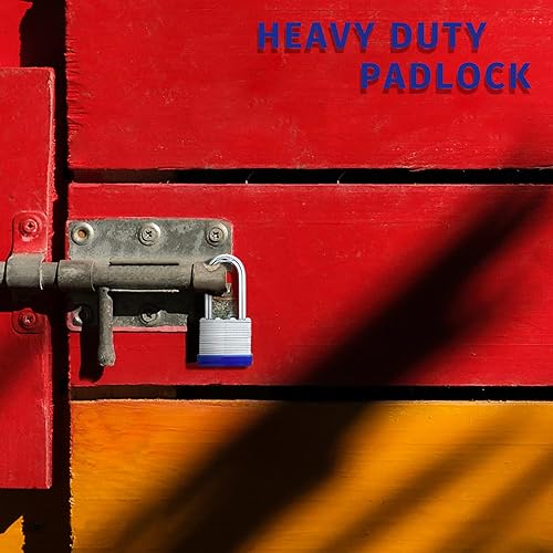 Miniatura 6 de AOSRUM Lock Candados para exteriores, candado laminado con llave, cuerpo ancho de 1-916 pulgadas, juego de candados con llaves, grillete largo