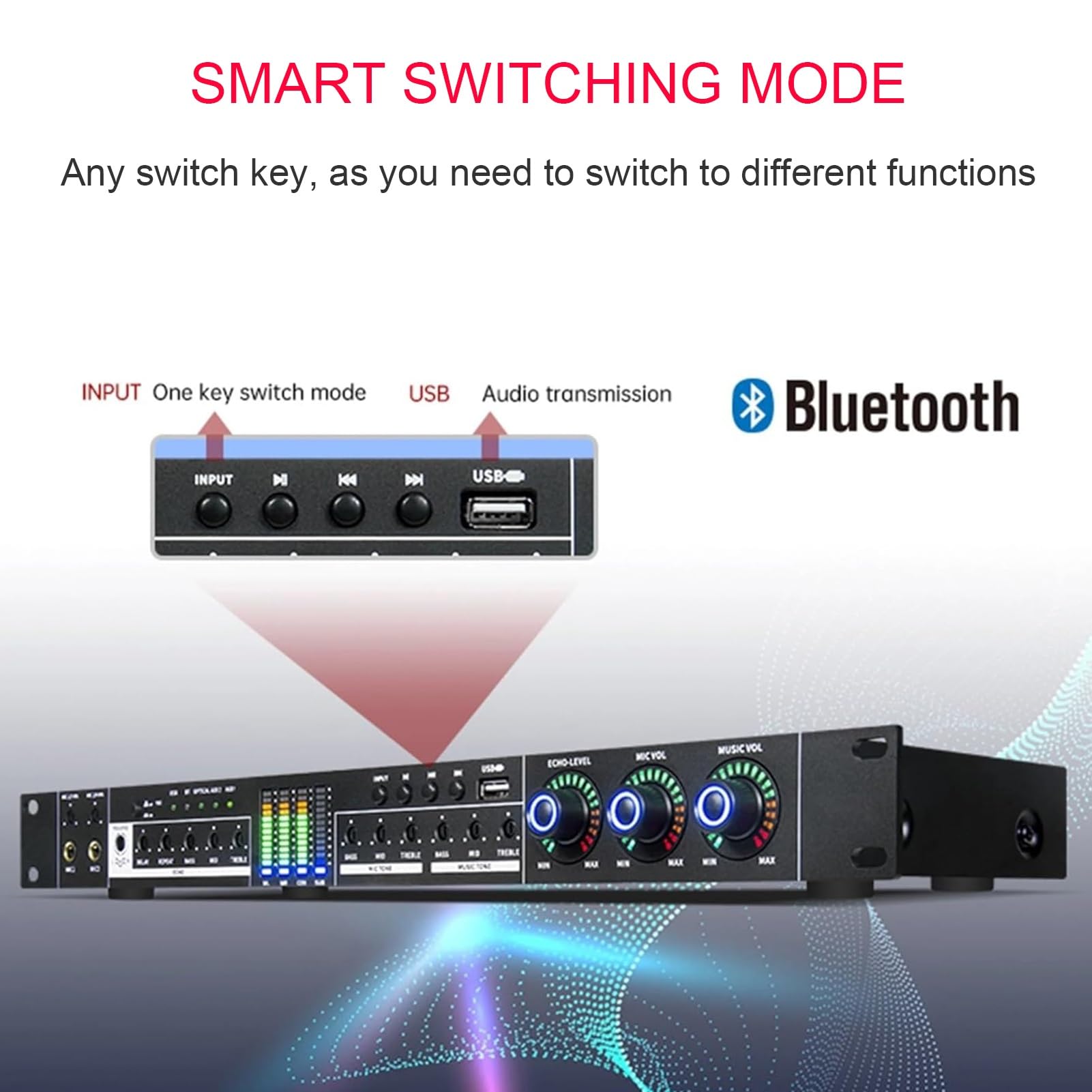HFDJRWK Processore Audio Anti-Feedback con Effetto Preamplificatore Digitale Professionale, Mixer Karaoke con Schermo LCD, Adatto for Ktv Domestici, Palchi, Spettacoli e Matrimoni.