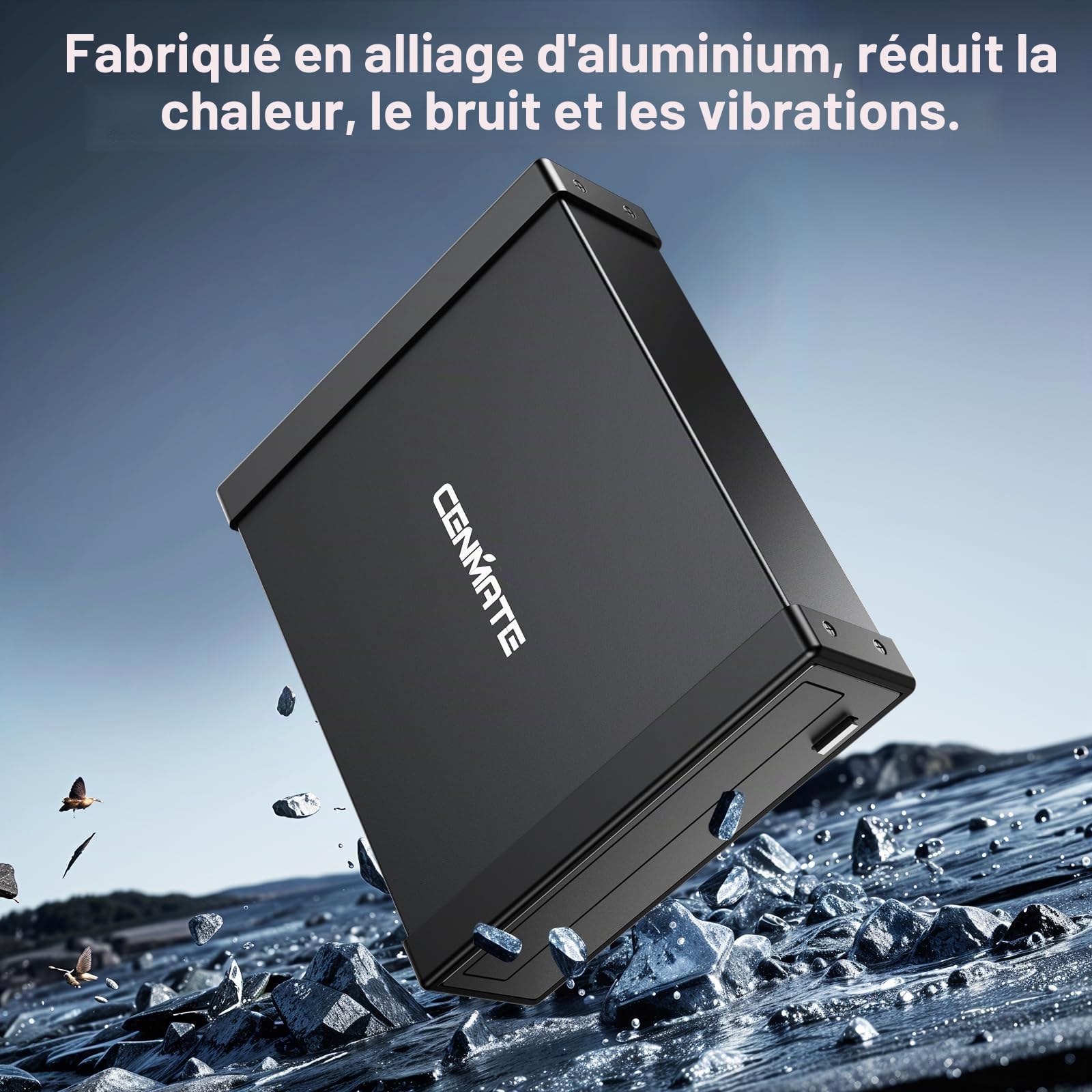 CENMATE Boîtier pour Lecteur Optique pour Lecteur Blu-Ray/CD/DVD SATA 5,25 Pouces, Boîtier Externe en Aluminium avec Câble USB A/C 3.0, Remplaçable à Chaud (Pas de lecteur, ne prend pas en charge IDE)